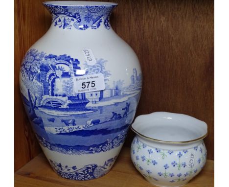 A Herend forget-me-not bowl, and a Spode Italian vase, 9.5"