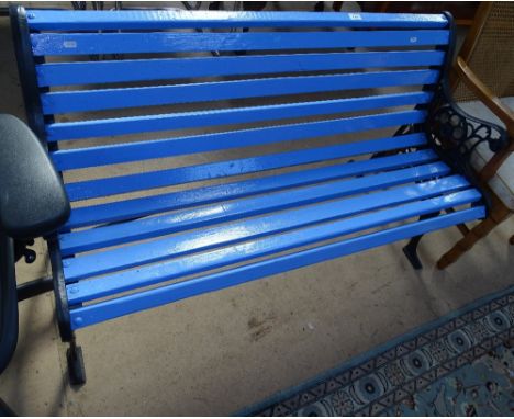 A painted and cast-iron garden bench, L 125cm