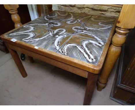 A Danish tile top coffee table by Ox Art, W65cm