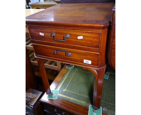 A reproduction mahogany 2-drawer lamp table, W48cm