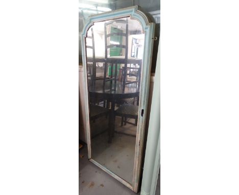 A painted framed arch-top wall mirror, H145cm, W63cm