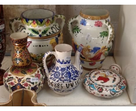 A pair of continental vases,moon flask, tall necked vase etc.