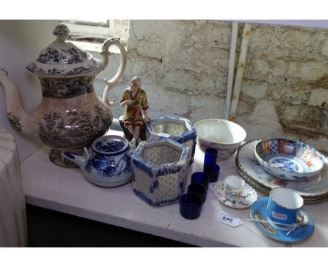 Cabinet cups and saucers, a figure, Oriental items etc