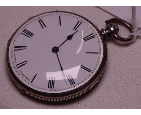 A French engine turned silver open-face key-wind fob watch by Stauffer &amp; Defonds, with key