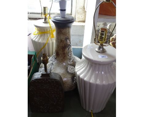 3 large table lamps, and a metal table lamp