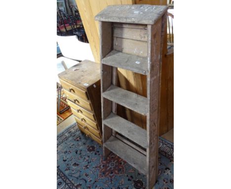 A pine step ladder, and a 6 drawer filing chest