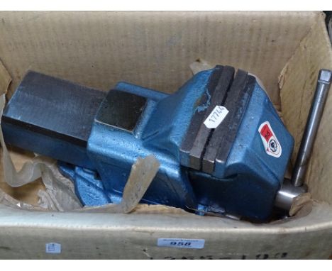 A cast-iron 4"" bench vice