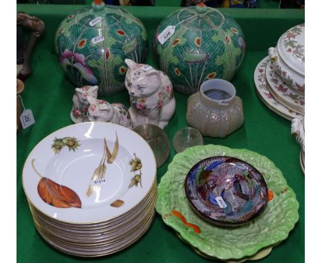 Oriental jars, cats, Royal Worcester bowls etc