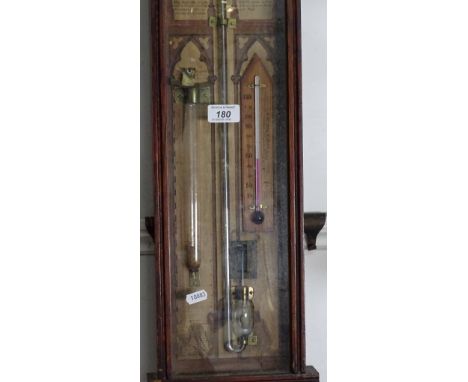 A 19th century barometer with thermometer etc