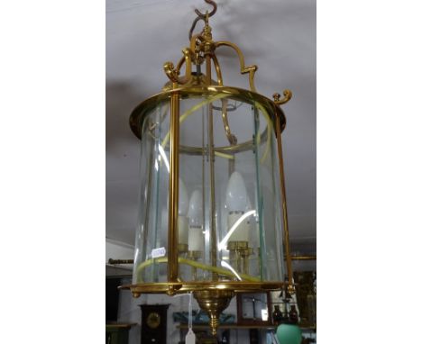 A brass framed Georgian design hanging lantern