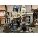 Excel RD-1100 radial drill with three metal cabinets, associated tooling and spare setter bed