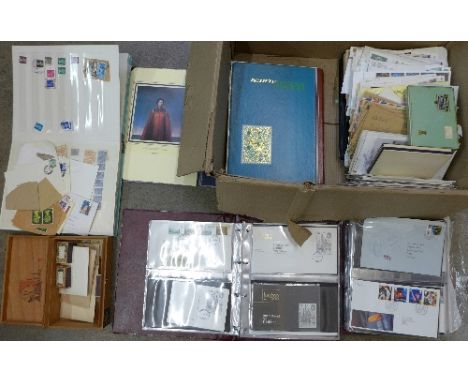 A World stamp collection in two stock books including Cyprus with mint blocks, three albums of first day covers and loose cov