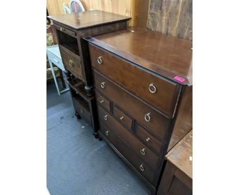 A vintage Stag mahogany bedroom suite comprising 2 chests of drawers, bedside tables and a dressing table. Location:LAM +FSL 