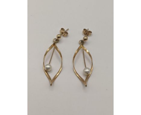 A pair of 9ct gold and pearl earringsLocation: 