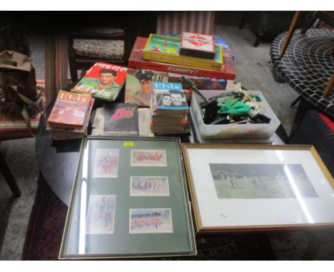 A mixed lot to include a collection of Elvis monthly magazines and annuals, selection of vintage board games including Monopo