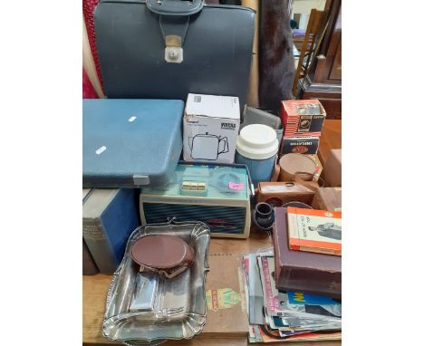 A vintage lot comprising a tin of old keys, display miniature bottles, a quantity of Ordnance Survey maps and others, a Stell