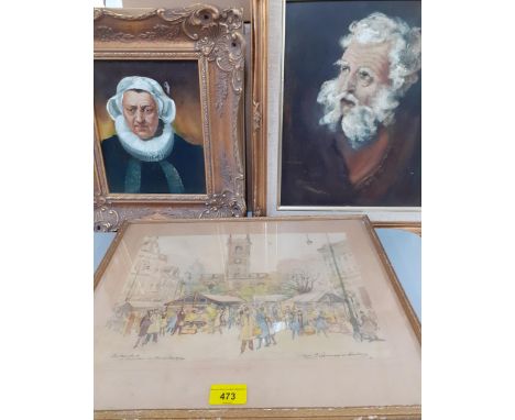 W J Steward Sutton - The Market, Burton on Trent 1946, a mid 20th century watercolour, signed lower right hand corner, 34cm x