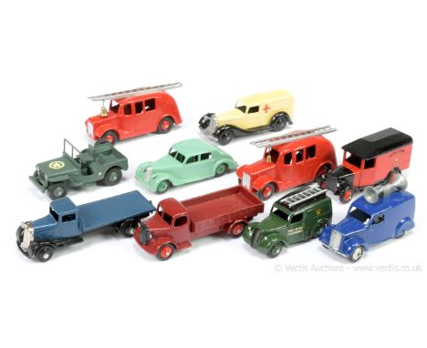 Dinky Unboxed Group to include; 34 Series "Royal Mail" Delivery Van; "US" Army Jeep; 2 x Streamlined Fire Engine; Morris "Pos