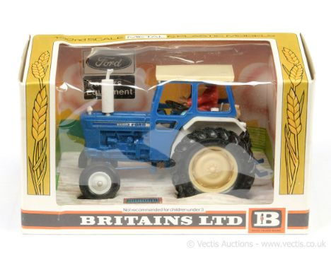 Britains 9524 Ford 6600 Tractor - blue, white, figure driver (does have some discolouration to roof &amp; rear wheels) still 