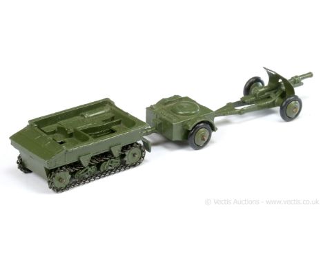 Dinky Military 162 Light Dragon Tractor Set which includes Ammunition Trailer &amp; Field Gun all finished in green - conditi