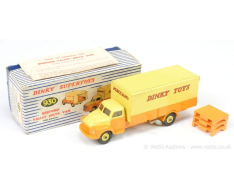 Dinky 930 Bedford Pallet Jekta "Dinky Toys" Delivery Van - two-tone yellow, Supertoy hubs with black treaded tyres, comes wit