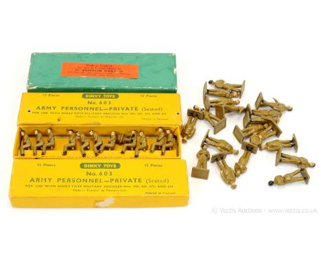 Dinky 603 Army Personnel - Private (seated) Set of 12 - which are generally Good Plus to Excellent Plus in a generally Good y