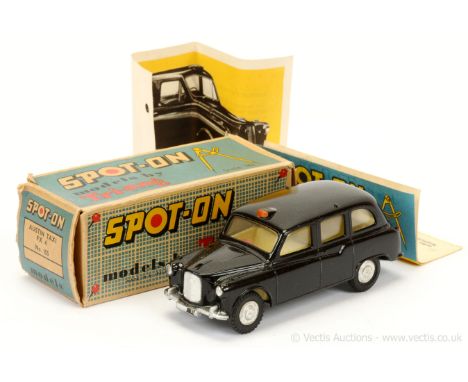 Triang Spot-On 155 Austin FX4 "Taxi" - black body, cream interior with red steering wheel, silver trim, cast spun hubs - Exce