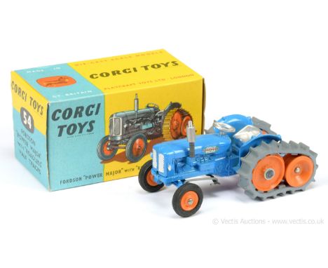 Corgi 54 Fordson Power Major Tractor with Roadless Half Tracks - finished in blue, orange plastic hubs with grey rubber track