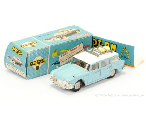 Triang Spot-On 183 Humber Super Snipe - light blue, white roof with grey plastic rack and cream luggage case, white interior 