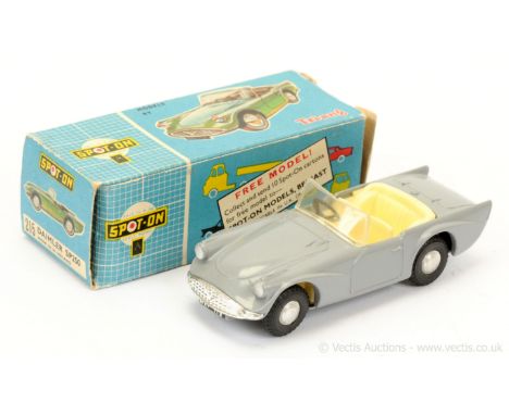 Triang Spot-On 215 Daimler SP250 - grey body, cream interior with black steering wheel, chrome trim, spun hubs - Excellent Pl