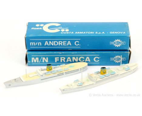 Mercury 458 M/N Franca C Liner - white, pale yellow, green, black and another 459 M/N Andrea C - white, blue, green, black, y