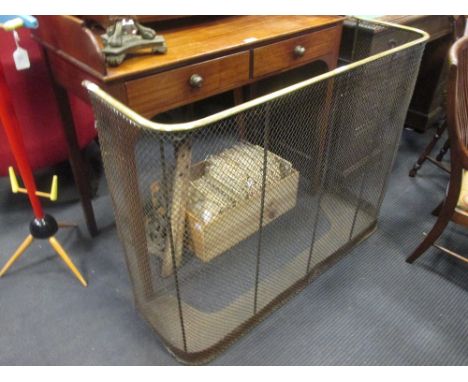 A Victorian brass and wire grill nursery fireguard 76cm h 99cm w 31cm d  