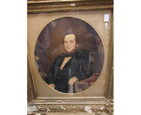 A Watercolour portrait of a Gentleman signed and dated P Locke 1850, oval, 32 x 27cm; and two oil on canvas portraits of ladi