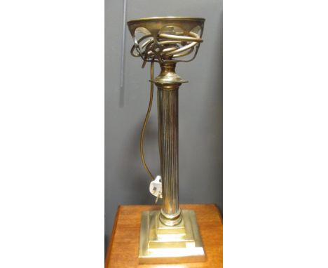 A brass corinthian column table lamp, 48cm  