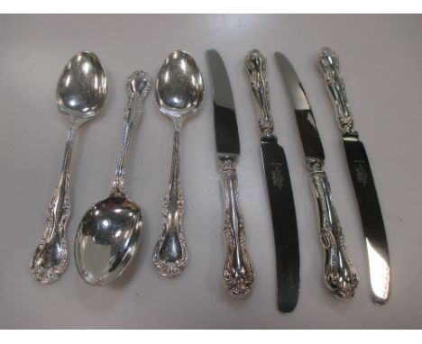 A 68 piece set of silver plated cutlery and flatware by Mappin &amp; Webb, 'Russell' pattern, comprising ten table forks, eig