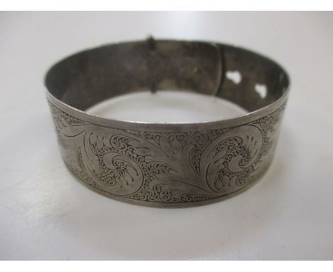 A sterling silver expanding buckle bangle by the Charles Horner company, Chester 1945, 0.75ozt  