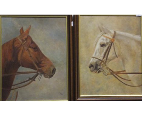 K L "Study of horse head", oil on board, initialled "KL" and dated 1916 bottom right, together with one other by the same han