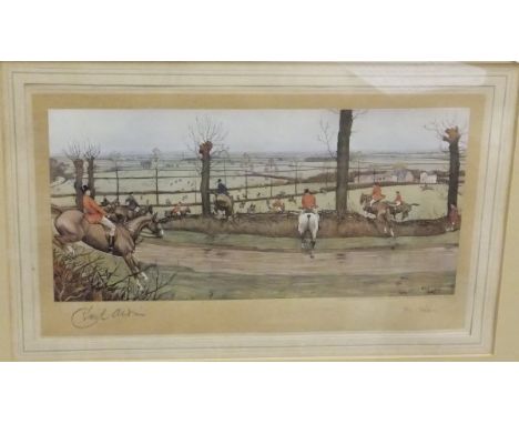 AFTER CECIL ALDIN "The VWH away from Blunsdon Hill 1912", hunting scene with huntsmen and hounds, colour print, limited editi
