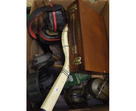 A Brady canvas and leather trimmed cartridge bag, together with two further canvas and leather trimmed cartridge bags and a b