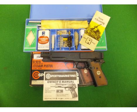 A Sportsmarketing G1015.177 calibre air pistol in original cardboard box with various ammunition, boxed, and a Parker & Hale 