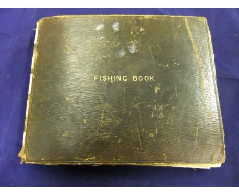 An early to mid 20th Century leather bound "fishing book", circa 1917-1954, relating to The Usk Valley Casting Club, compiled