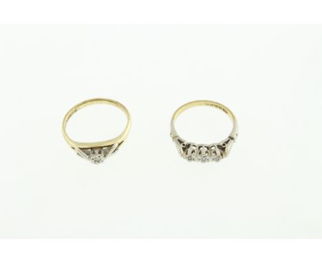 Two 18ct H/M diamond set rings, size I &amp; K, approx gross weight 5gms
