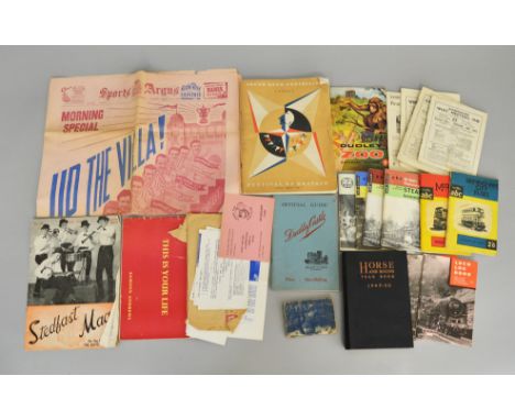 A mixed lot of vintage books and brochures including a Dudley Zoo official guide and a Horse and Hounds Year Book 1949-50. 