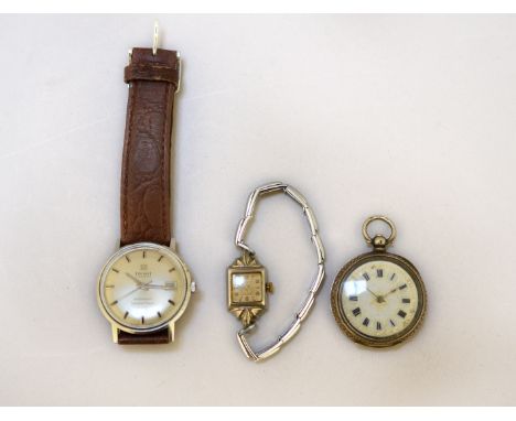 An Automatic Tissot Seastar Seven, working, together with a continental watch stamped 935 &amp; another plated ladies wristwa