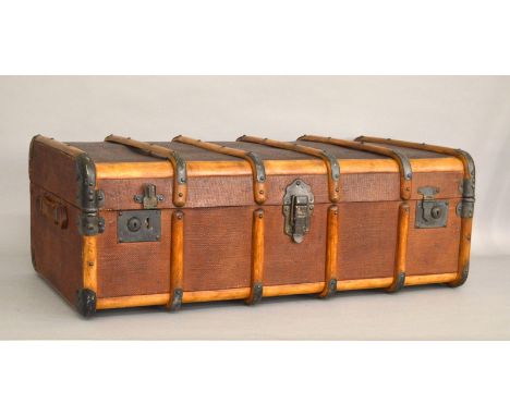 A large wooden bound cabin / travelling trunk. Mid twentieth century