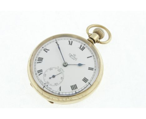 A 9ct top-wind Smith's Deluxe pocket watch H/M Birmingham 1953, with uncracked clean enamel dial &amp; a 15 jewelled working 