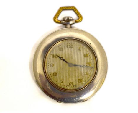 An Art Deco silver pocket watch import H/M Glasgow 1931, with uncracked silvered dial, engine turned case back has minor dent