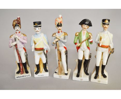 5 Ceramic soldier figurines including examples by Capodimonte