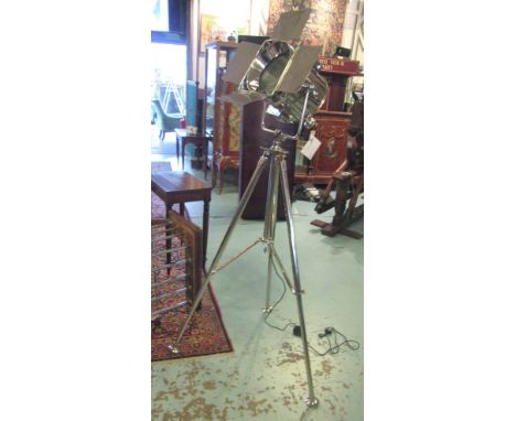 FLOOR STANDING STUDIO LAMP, chrome on a tripod base, 184cm H.