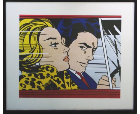 AFTER ROY LICHTENSTEIN, 'In the Car', 1963, offset lithograph, 80cm x 80cm, framed and glazed.